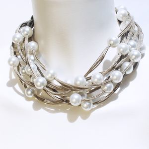 Collier de bijoux de mode pour femme Perles de verre et coton de luxe fait à la main Collier fantaisie de différentes couches Cadeau de mariage X Mas - Product Image 1