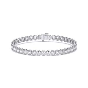 Pulsera de tenis con bisel de diamante cultivado en laboratorio de corte ovalado de 6,10 quilates para mujer hecha en platino - Product Image 5