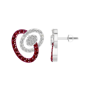 Elegantes pendientes de tuerca en espiral para mujer 950 platino sintético rubí VVS D moissanita joyería fina de moda para fiestas bodas - Product Image 2