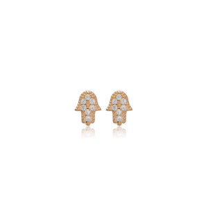 CZ Stone Hamsa Design Stud Pendientes Turco Hecho a mano Venta al por mayor 925 Joyería de plata esterlina - Product Image 6