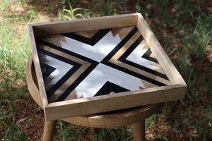 Art Deco Plant Pattern Wooden <b>Tray</b> <b>for</b> <b>Coffee</b> <b>Table</b> or Kitchen Dcor Wedding Multi-Functional <b>Decor</b> - Product Image 2