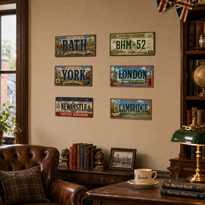 Vintage UK City Metal License Plate <strong>Tin</strong> Sign Rustic Retro Metal Sign <strong>Old</strong> Fashioned Bar Garage Wall Decor Metal Sign - Product Image 3