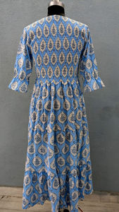 Robe maxi indienne en coton voile, écologique, lavable, élégante et douce, imprimée à la main, pour l'été - Product Image 4