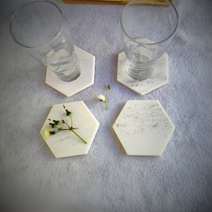Premium Eco-Friendly Modern Home Decor Durable <b>Heat</b>-Resistant Scratch-Proof Marble <b>Coasters</b> Set of Stone Drink Protectors - Product Image 5