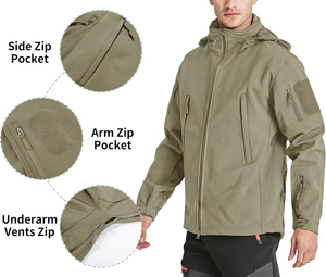 Chaquetas a prueba de viento impermeable al aire libre al por mayor transpirable hombres Softshell chaquetas de alta calidad logotipo personalizado otoño sin capucha senderismo - Product Image 3