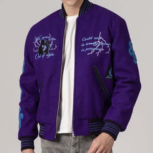 Fabricante OEM logotipo personalizado bordado lana 100% cuero genuino manga béisbol Letterman College Varisty chaqueta - Product Image 2