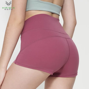 Venta al por mayor 100% algodón mujeres gimnasio pantalones cortos de cintura alta botín entrenamiento Yoga desgaste técnicas de teñido liso - Product Image 2
