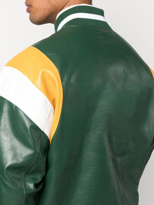 Streetwear vintage pour hommes veste de baseball universitaire en cuir PU avec logo personnalisé veste de travail décontractée non tissée personnalisée OEM - Product Image 4