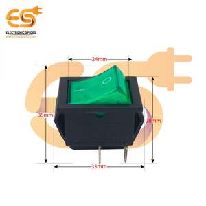 60080GO KCD4 16A 250V AC Indicateur d'interrupteur à bascule DPDT en plastique robuste Couleur verte 4 broches pour les applications à courant élevé - Product Image 3