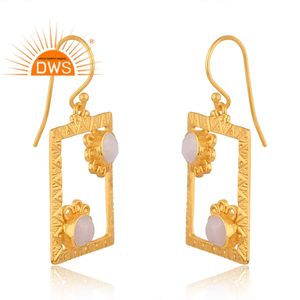 Meilleure vente en argent sterling 925 plaqué or 18 carats Flash pierre de lune arc-en-ciel naturelle pierre précieuse Demi Fine Jewellery Fabriqué - Product Image 3