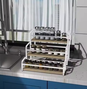 Étagère de rangement en acier inoxydable pour la cuisine au-dessus de l'évier Séchoir à vaisselle étagère à épices en verre - Product Image 3