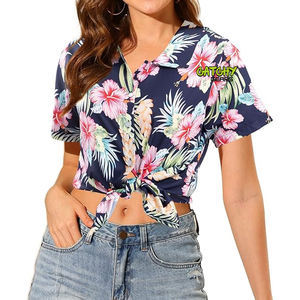 Prix d'usine en gros CATCHY GEARS Tissu sergé à imprimé floral tribal hawaïen Style urbain Impression 3D personnalisée Manches courtes - Product Image 4