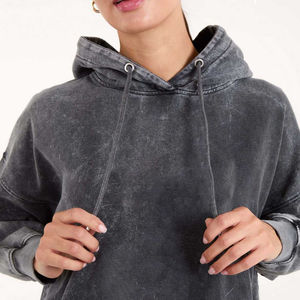 Servicio OEM, Sudaderas con Lavado Ácido para Mujer, Estilo Urbano, Manga Larga, Tejido Sólido, Hombros Caídos, para Mujer - Product Image 5