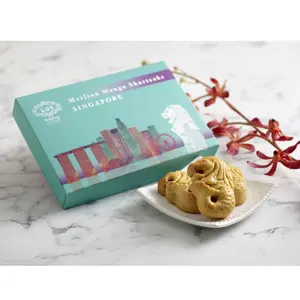 Gebakken Producten Heerlijke Singapore Origine Desserts Klaar Om Te Eten Verse Merlion Mango Shortcake Met 3 Stks/doos Verpakking
