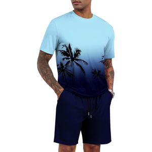 เสื้อยืดและกางเกงขาสั้นสำหรับผู้ชายชุด2ชิ้นพิมพ์โลโก้ออกแบบได้ตามต้องการสำหรับฤดูร้อน - Product Image 1