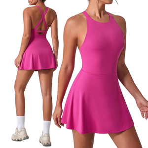 Combinaison de yoga amincissante pour femmes, une pièce, séchage rapide, respirante, logo avant, dos élégant, jupes de sport de golf, robe de tennis - Product Image 1