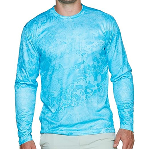 Camisas de pesca deportivas de manga larga de punto sólido para hombre, logotipo personalizado para exteriores, transpirable, cómodo, OEM - Product Image 1