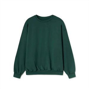 Unisex Dark Green 100% Cotton Fleece Sweatshirt Custom Oversized Pullover Crewneck Patchwork Streetwear Casual Eco-Friendly Warm - Product Image 1