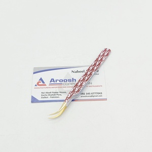 Pince à épiler de type courbe en J en acier inoxydable professionnel de haute qualité, papier d'extension de cils à pointe pointue, logo personnalisé doré enduit - Product Image 5