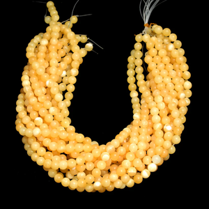 Collier en cristal naturel, perles de calcite jaune lisses, pierre rouge polie, bijoux, brin lâche, grossiste en pierres précieuses pour la guérison - Product Image 1