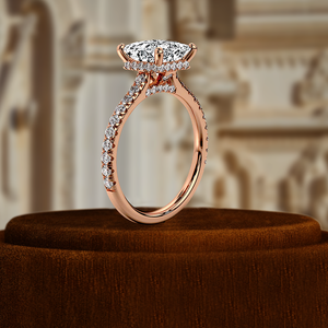 Bague de mariage en or jaune 14 carats, taille princesse 1 carat, pour cadeau d'anniversaire, diamant de laboratoire certifié IGI, halo caché, demi-pavé - Product Image 6