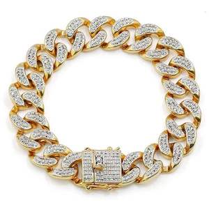 Iced Out Cuban Link Chain Bracelet Dos filas de Bling Moissanite 925 Sterling Silver Diamond Bracelet para regalo - Product Image 2