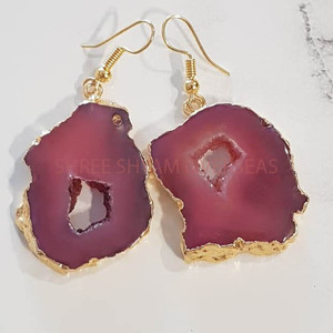 Pendientes de ágata Pendiente de forma indefinida Pendiente chapado en oro de 18 quilates Joyería artificial Ropa de fiesta Ocasión para regalo Aspecto elegante - Product Image 2