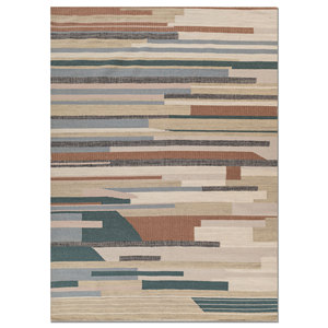 Alfombras de Lana Tejidas a Mano Indusbar Gold Flat Weaves, Alfombras Rectangulares Abstractas de Yute para el Hogar, Dormitorio, Pasillo - Modelo ADWV-13040 - Product Image 1