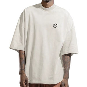 Personalizada de alta calidad de media manga de algodón gris de gran tamaño de cuello redondo Camiseta de los hombres de peso pesado camiseta - Product Image 4