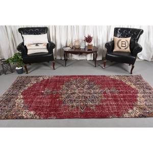 Tapis turc vintage de 4.1x9.5 pieds, tapis de salon tissé plat en laine beige rouge avec motif de patchwork en latex - Product Image 2