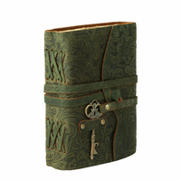 Journal en cuir gaufré floral vert avec serrure à clé Journal de voyage fait à la main carnet de croquis et cahier 200 pages 7x5 pouces livre Vintage