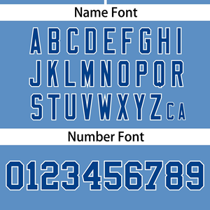 Maillot de baseball personnalisé bicolore pour homme, bleu clair et marine, manches courtes, col en V, avec nom et numéro, design sublimé - Product Image 4