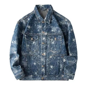 Veste en jean personnalisée pour hommes coupe ajustée, tenue à la mode, look streetwear, veste en jean strass - Product Image 6