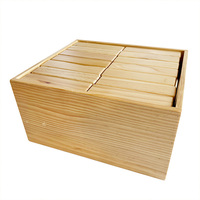 PLOMA Jeu de construction géant éducatif en bois de pin de 56 pièces avec blocs de 3,5x3,5x14 cm et boîte de rangement pour les enfants de 8 à 14 ans