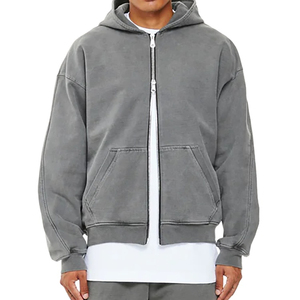 Nouveau design de haute qualité à la mode sweat à capuche zippé en coton lavable anti-boulochage vente en gros OEM sweat à capuche zippé décontracté - Product Image 6