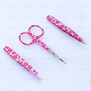 Pince à épiler d'extension de cils à bas prix pince à sourcils de qualité supérieure pince à épiler et ciseaux d'extension de cils imprimés de fleurs - Product Image 3