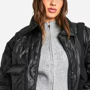 Chaqueta acolchada corta informal para mujer, abrigo corto, prendas de vestir exteriores gruesas y cálidas, ropa de calle a la moda, acogedora, de punto transpirable para invierno - Product Image 2