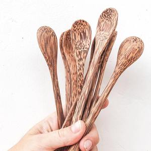 Cucharas para servir de madera de palma de coco de mango largo, cuchara de madera de coco ecológica al por mayor para catering de buffet - Product Image 3