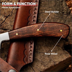 Couteau à filet en acier Damas fait main avec manche en bois, cadeau de Noël personnalisé pour homme, père, mari, couteau de pêche pour lui - Product Image 5