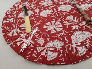 Moderne réversible Floral main bloc imprimer 100% coton jetable napperons rouge réutilisable Banquets maison mariage événements volants - Product Image 4