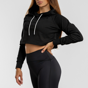 Sweat-shirts à capuche courts pour femmes personnalisés en coton à manches longues en coton et en molleton Vêtements de rue décontractés Sweat-shirts courts personnalisés - Product Image 4