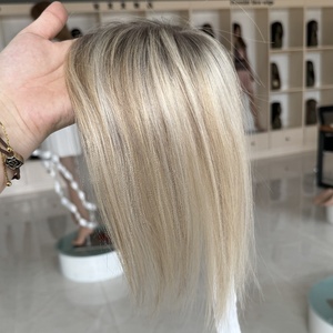 Topper per <span class=keywords><strong>capelli</strong></span> da donna in seta integrale, mini, biondo balayage, pronto per la spedizione, con <span class=keywords><strong>capelli</strong></span> europei vergini <span class=keywords><strong>bianchi</strong></span>, lisci, base mono, densità 130%-160% - Product Image 5