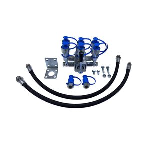 Kit de distributeur hydraulique manuel à 8 ports pour tracteur, 2 entrées vers 6 sorties, avec support, flexibles et raccords - Product Image 1