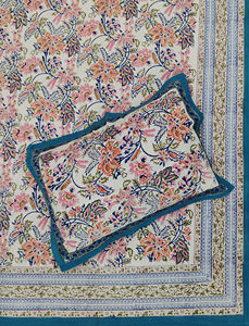 <b>Double</b> <b>Bed</b> Hand Block Cotton Printed Bedsheet <b>For</b> Home, Hotel & Fancy Purposes - Product Image 1