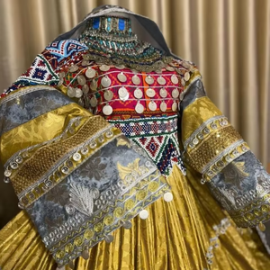 Robe ethnique bohème vintage tribale afghane traditionnelle pour femmes, taille naturelle, dentelle, bouton, écologique, respirante - Product Image 5