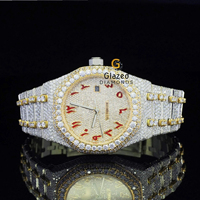Reloj de Hombre de Acero Inoxidable con Moissanita, Esfera de Cristal Analógica, Movimiento Mecánico ETA, Claridad VVS, Diamantes Tallados, Estilo Lujoso y Elegante