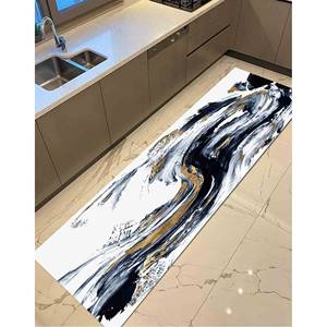 Tapis en marbre blanc et noir : Tapis d'appoint moderne et scintillant, tapis doux non tissé - Product Image 5