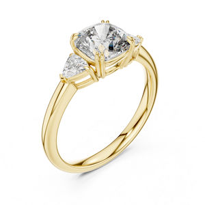 Bague en or rose 14 carats avec diamant de laboratoire trillion et coussin pour femmes |   Nouveau diamant cultivé - Product Image 2