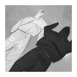 Chándales de algodón OEM, chándal con capucha, pantalón de retazos, chándal apilado para hombre, conjuntos acampanados de dos piezas para hombre en marrón - Product Image 4