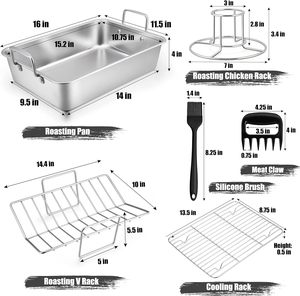 Lar acier inoxydable rôtissoire V Rack support de refroidissement support de poulet pour le déchiquetage de griffes de viande-pour rôtir la dinde bière peut plus! - Product Image 3